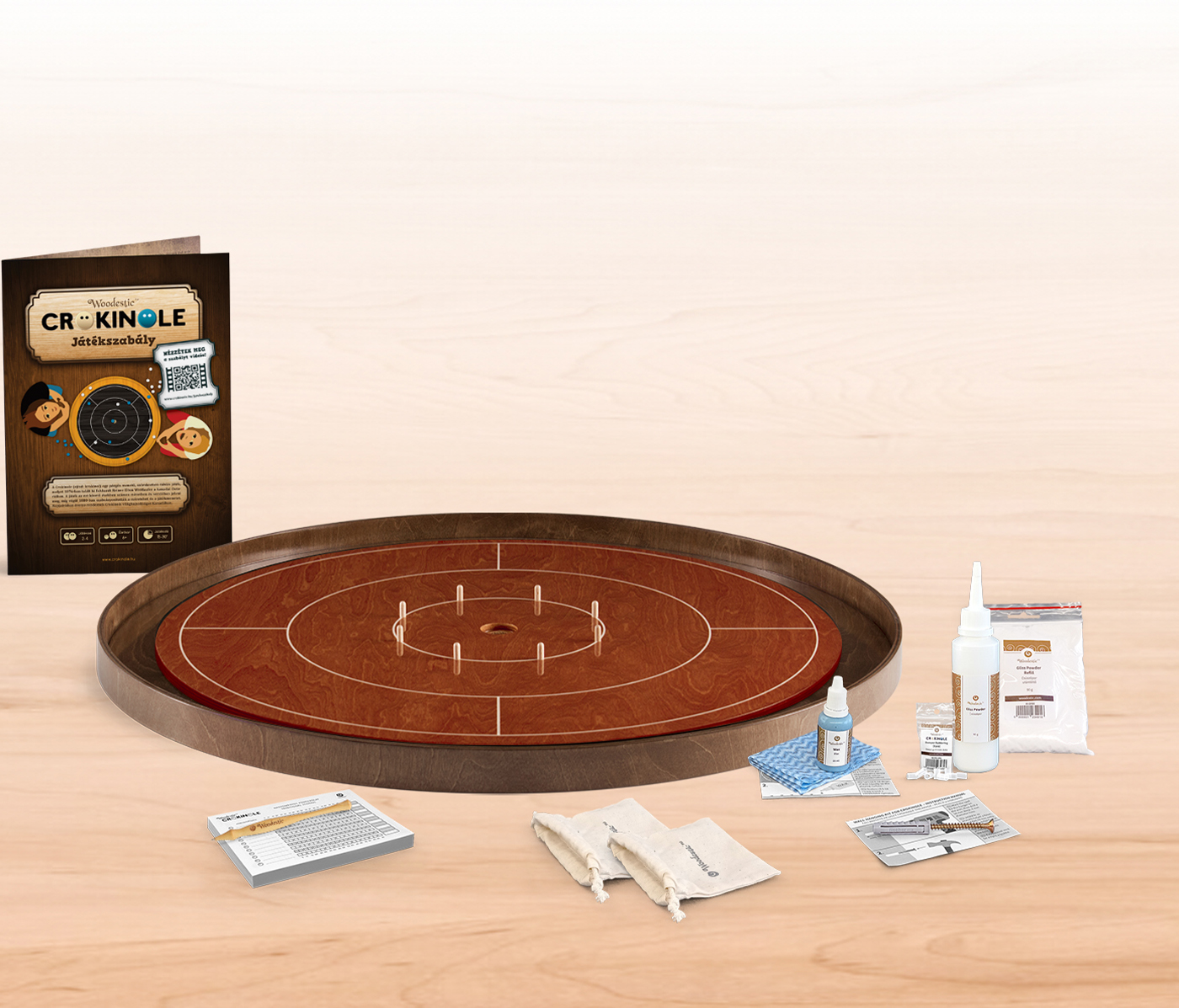 Crokinoke Tournament Size Board by Woodestic (Cherry w Walnut Ditch)