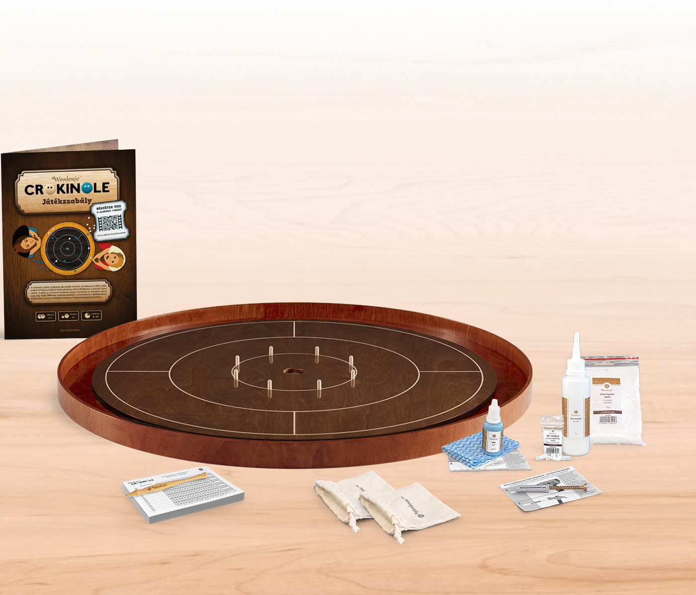 Crokinoke Tournament Size Board by Woodestic (Walnut w Cherry Ditch)